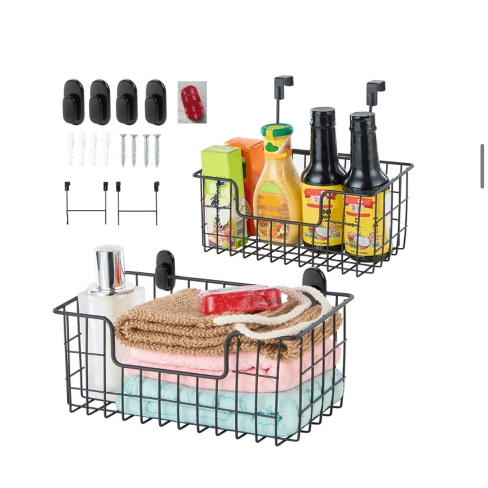 Multi-Functional Storage Baskets ‘Kitchen Bathroom Home Office’-Set of 2-BLACK